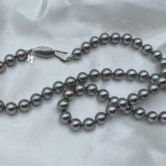 Vintage Majorica faux PEARL necklace stamped Sterling 925 Silver - Picture 1 of 12